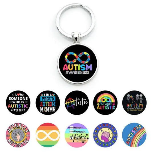 Autism Charity Glass Dome Keychains