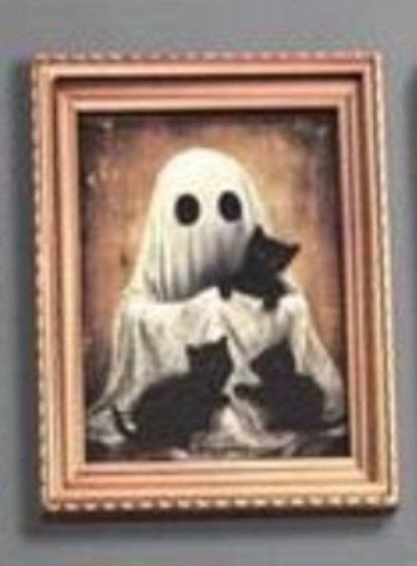 Ghost & Cat Cuddles Framed Mini Print Fridge Magnet
