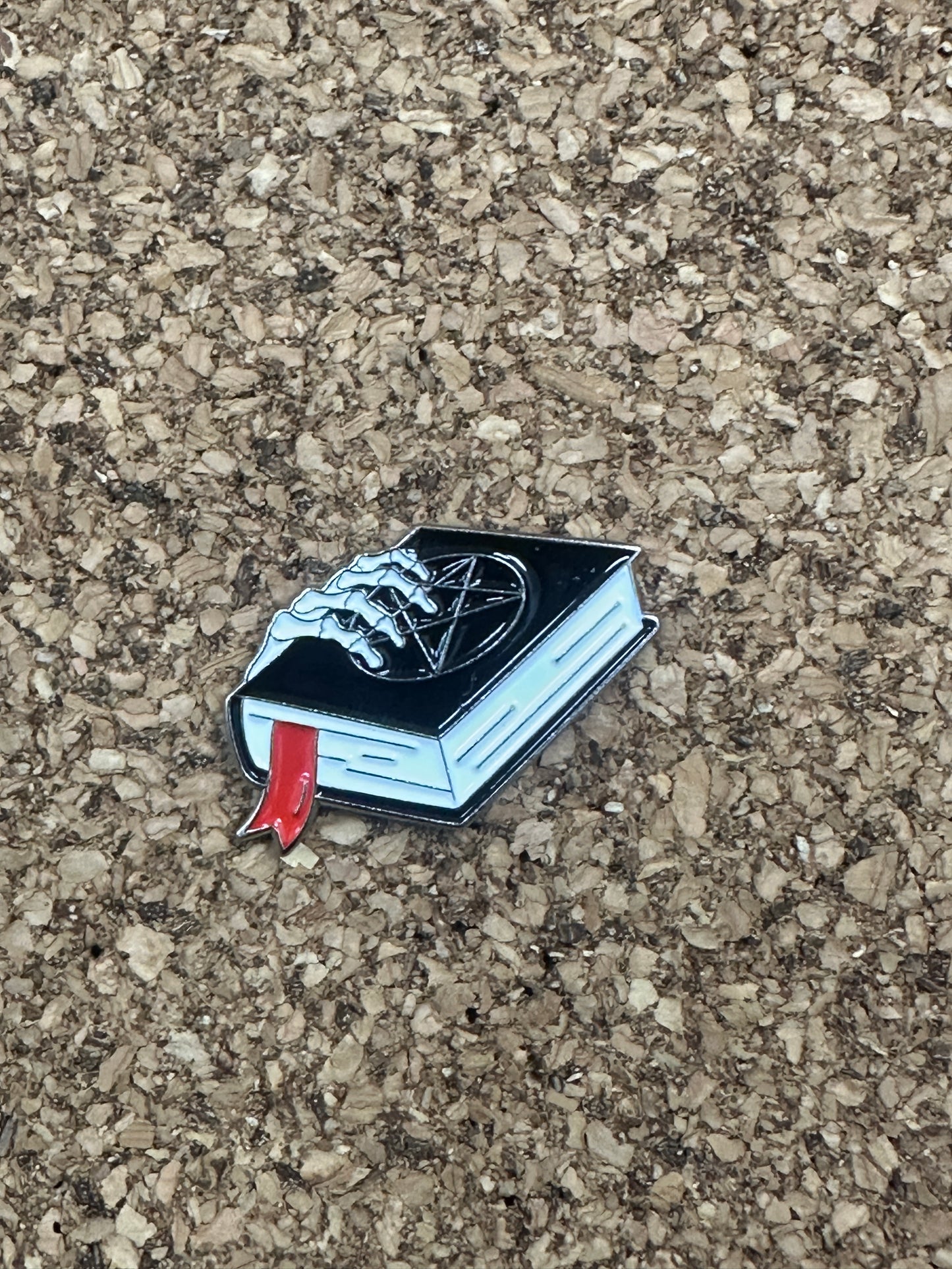 Skeleton Book Pin Badge