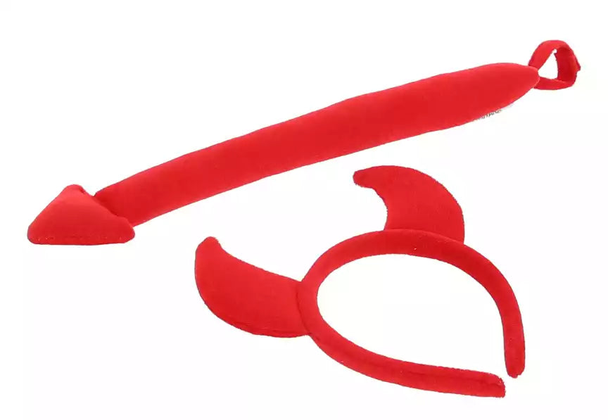 George Mini Red Devil Horn And Tail Costume Set