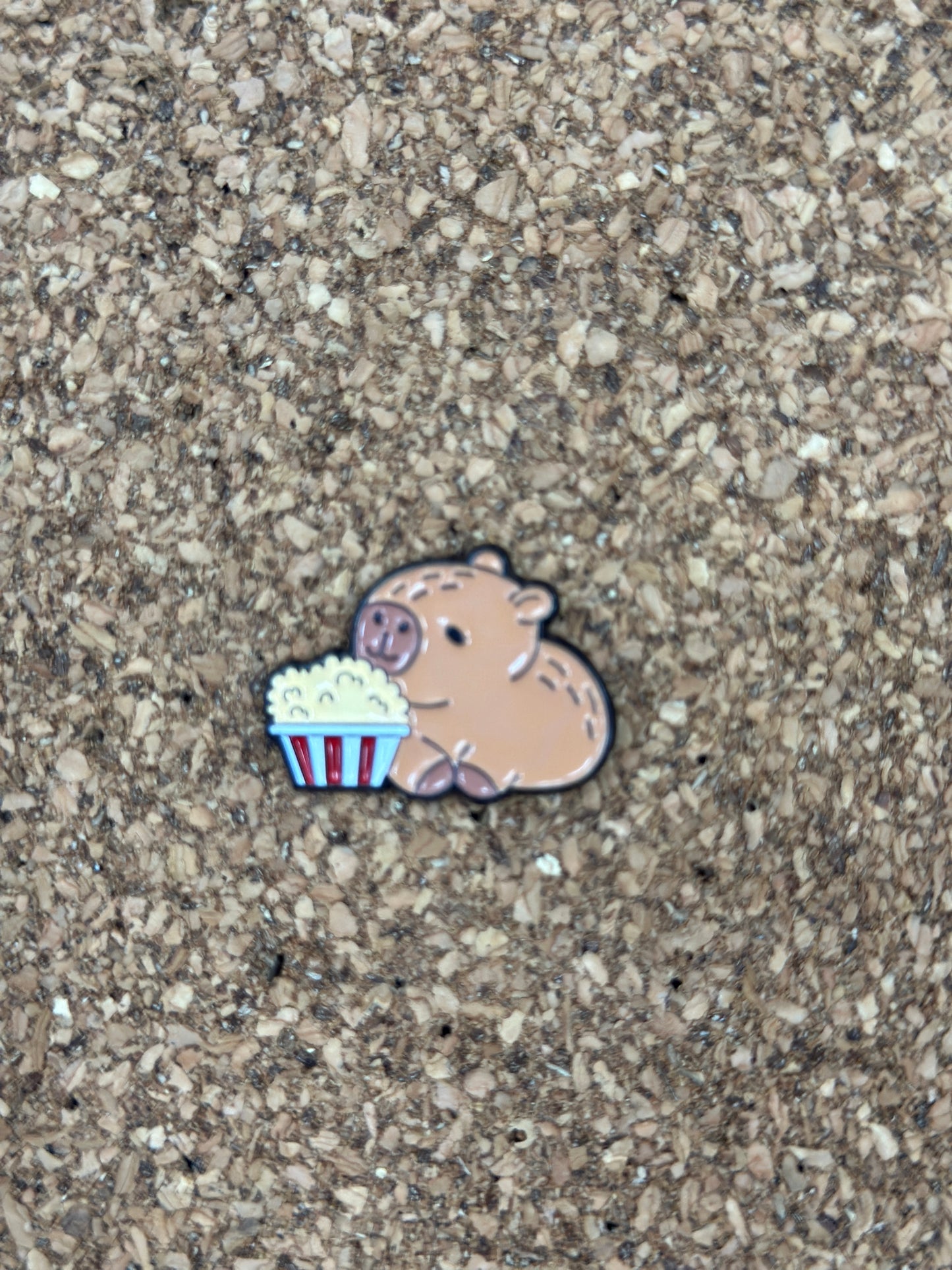 Capybara Popcorn Pin Badge