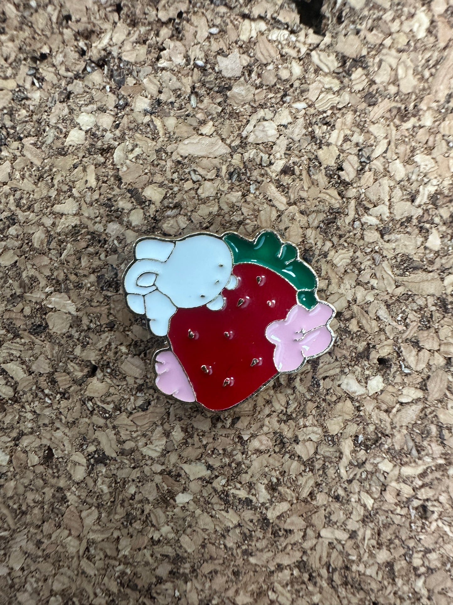 Bunny On Strawberry Pin Badge