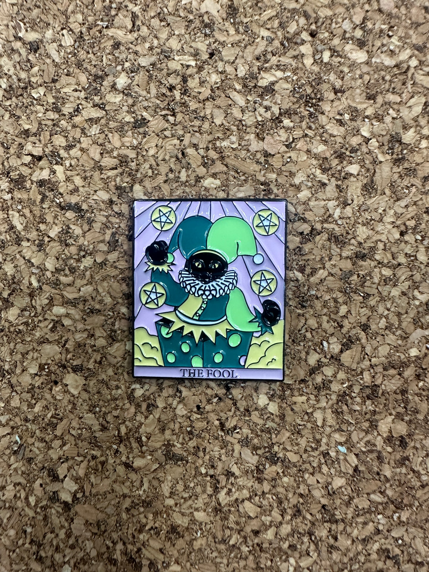 Tarot The Fool Black Cat Pin Badge