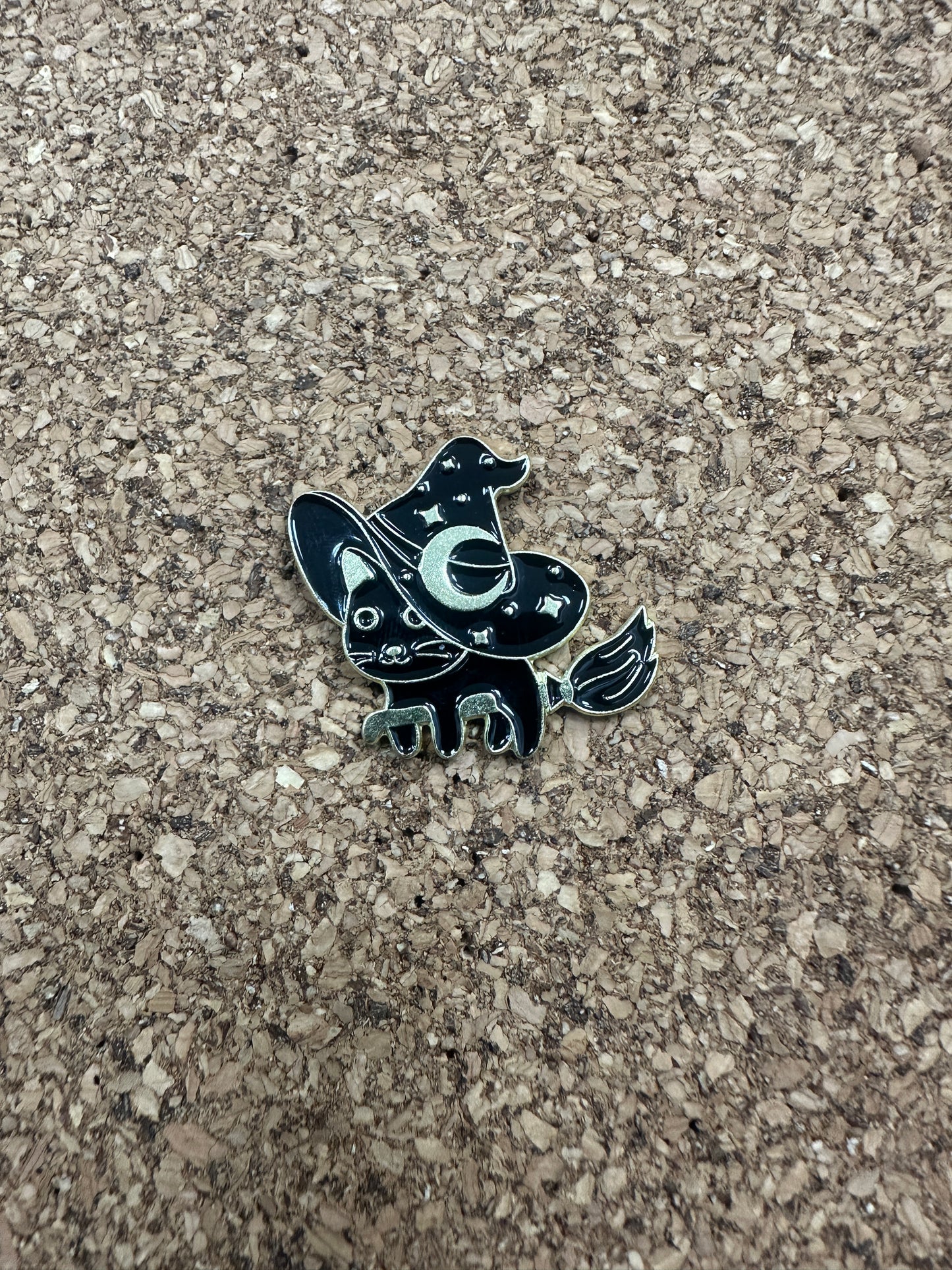Witches Familiar with Hat and Broomstick Pin Badge