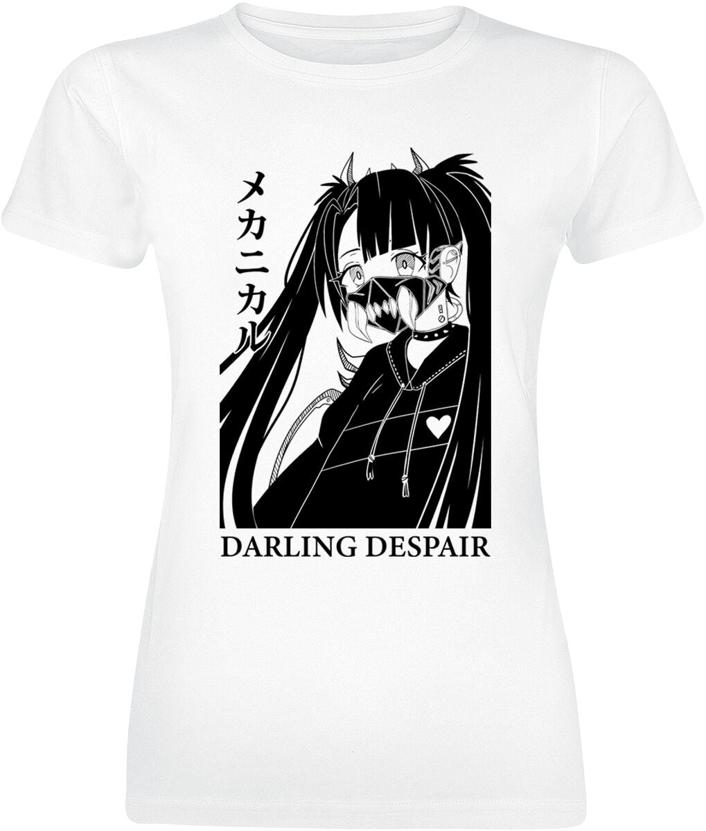Darling Despair Mechanical Mask White T-Shirt
