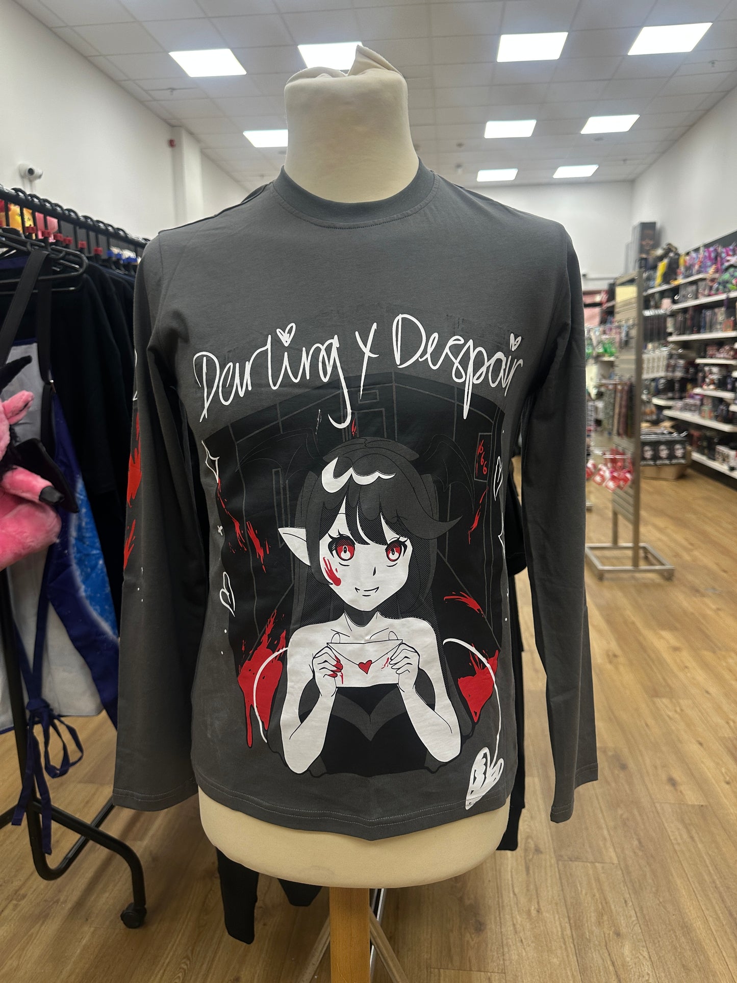 Darling Despair Bloody Girl Grey Long Sleeve Shirt