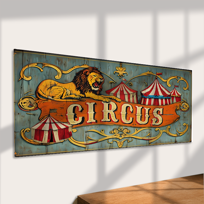 Circus Metal Sign β Vintage Lion & Big Top Carnival Wall Art