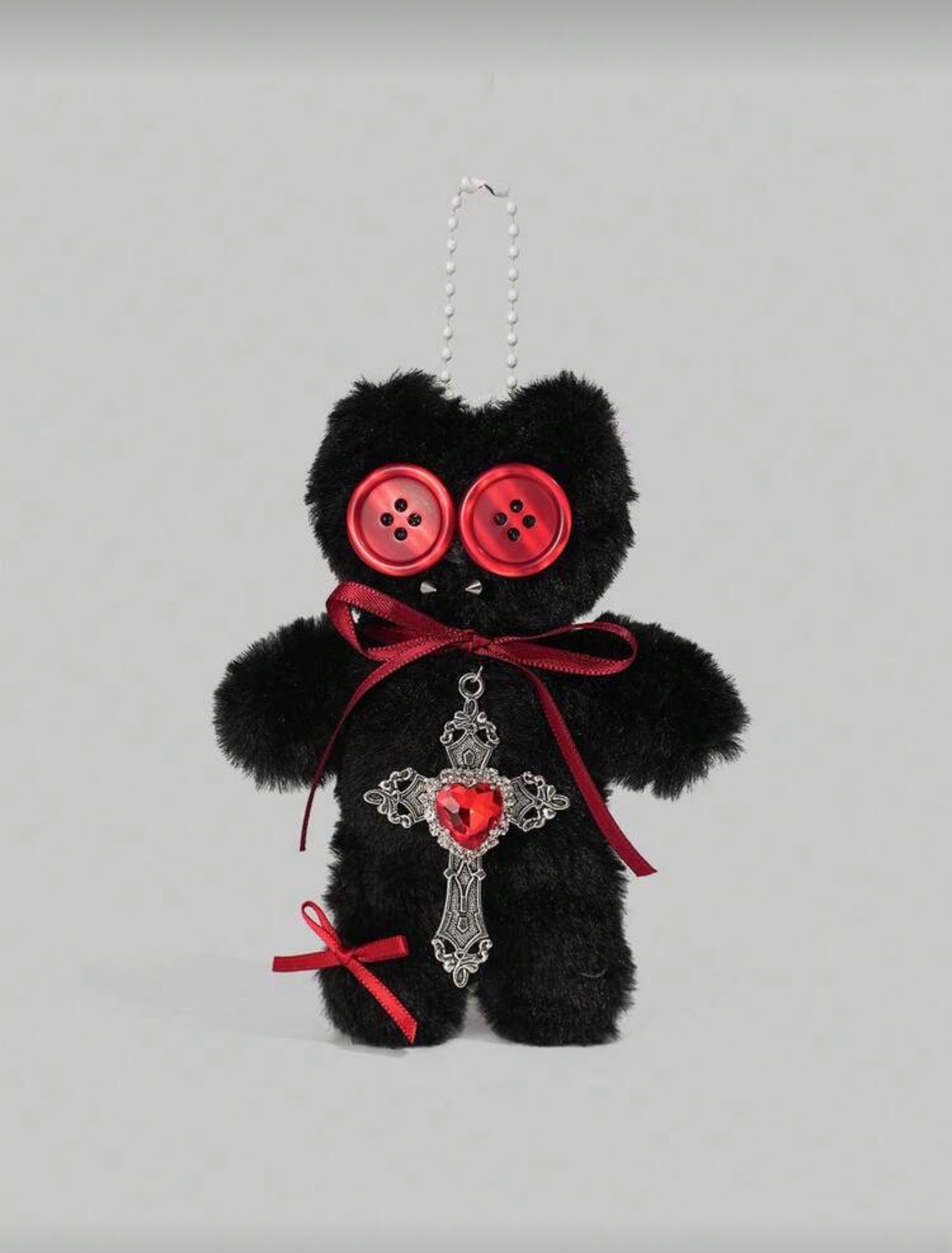 Gothic Lolita Bear Black Plush Dangler