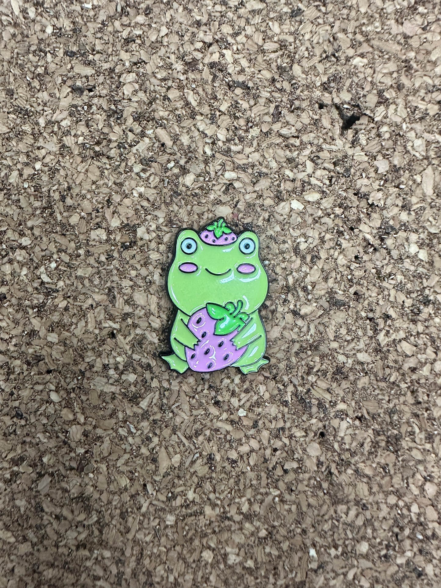 Frog With Strawberry Pin Badge