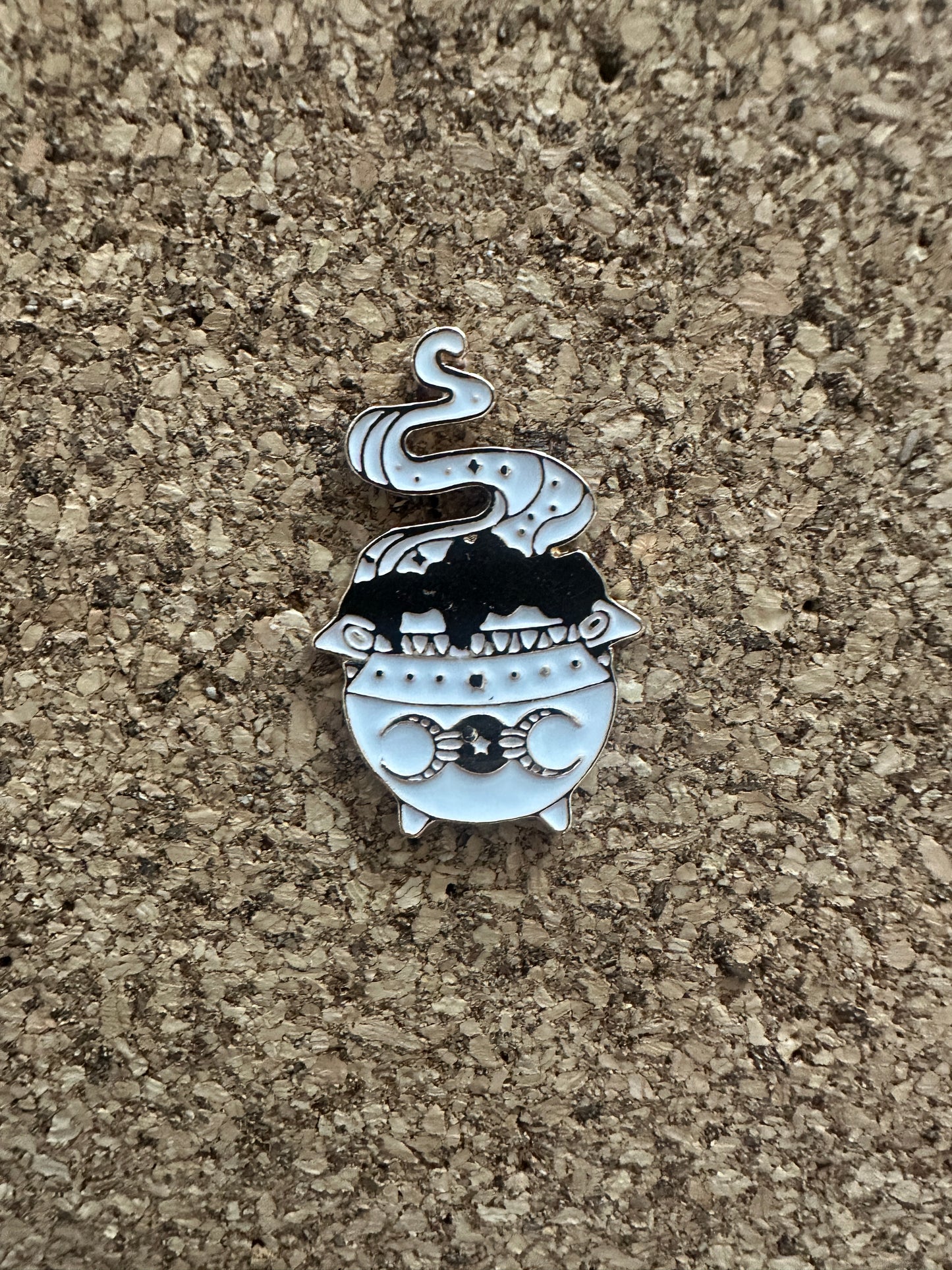 White Lunar Cauldron Pin Badge
