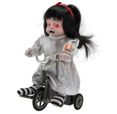Halloween Terrifying Tricycle Girl Prop