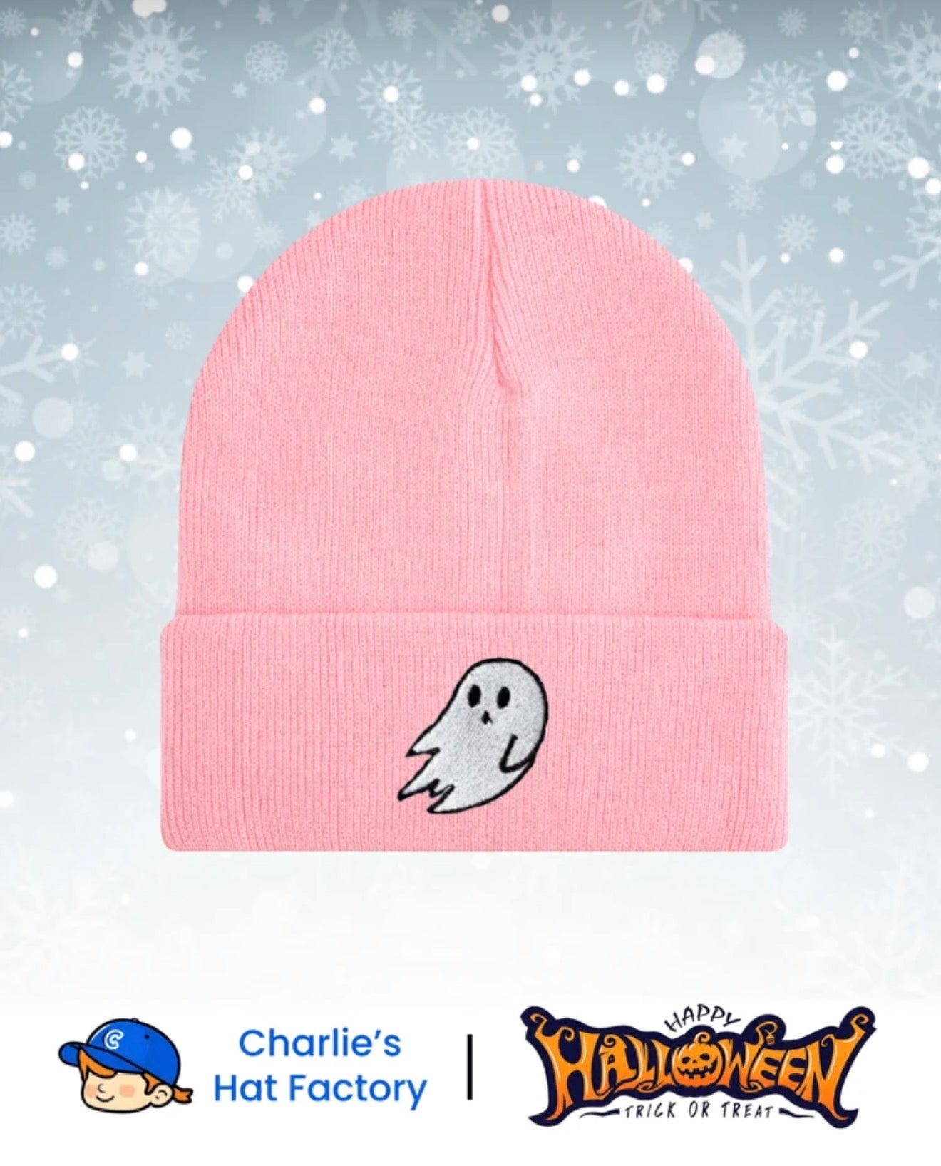 Ghost Beanie Pink