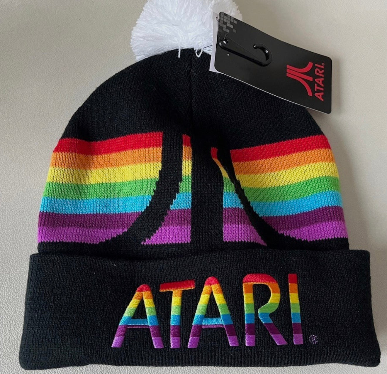 Atari Rainbow Pom-Pom Beanie