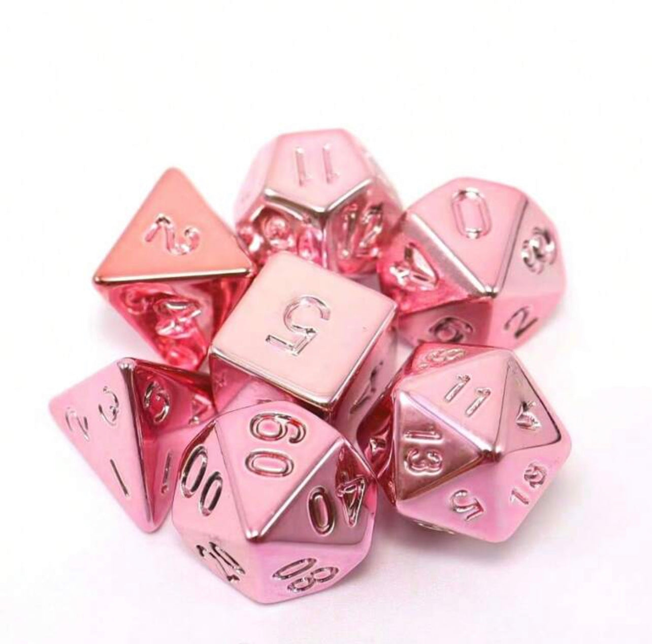Hot Pink 7pc Dice Set