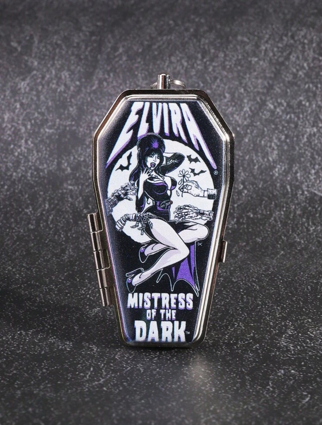 Elvira Metal Casket Keychain