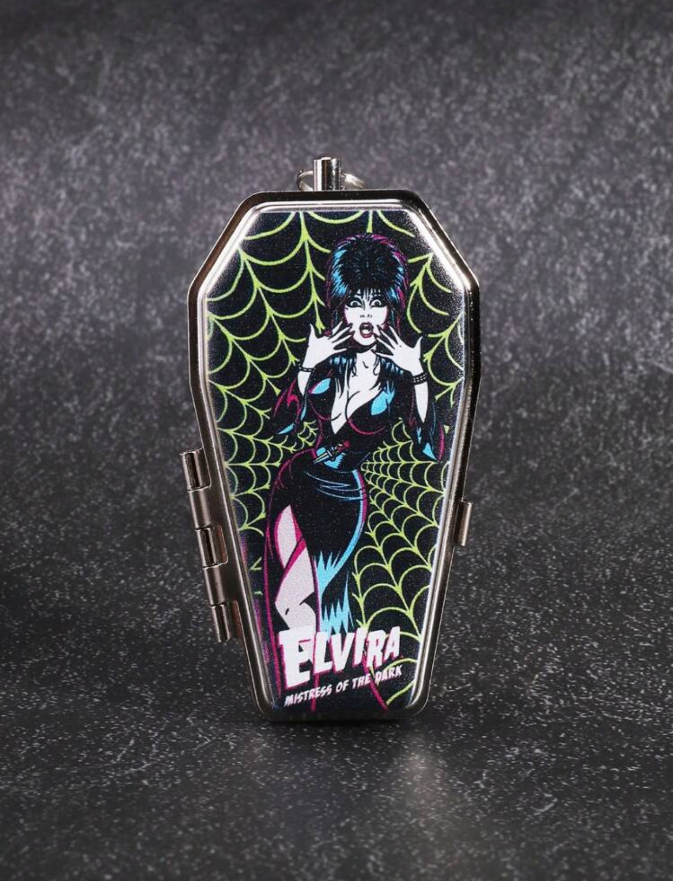 Elvira Metal Casket Keychain