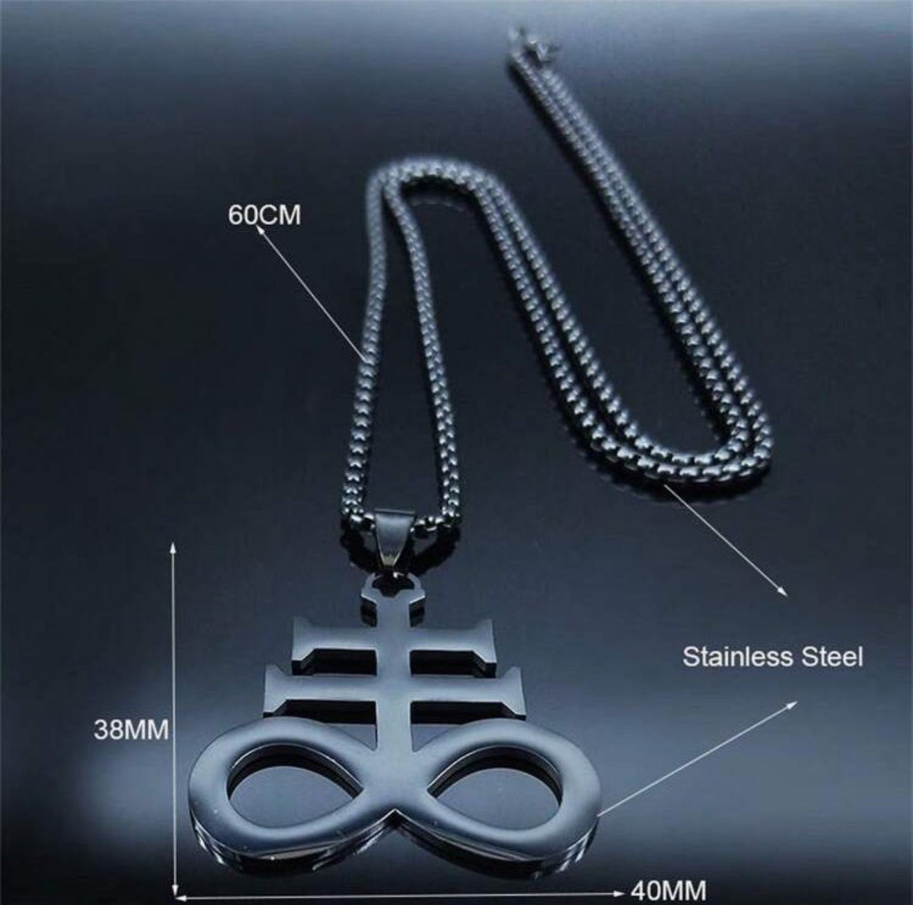 Leviathan Cross Black Stainless Steel Chain