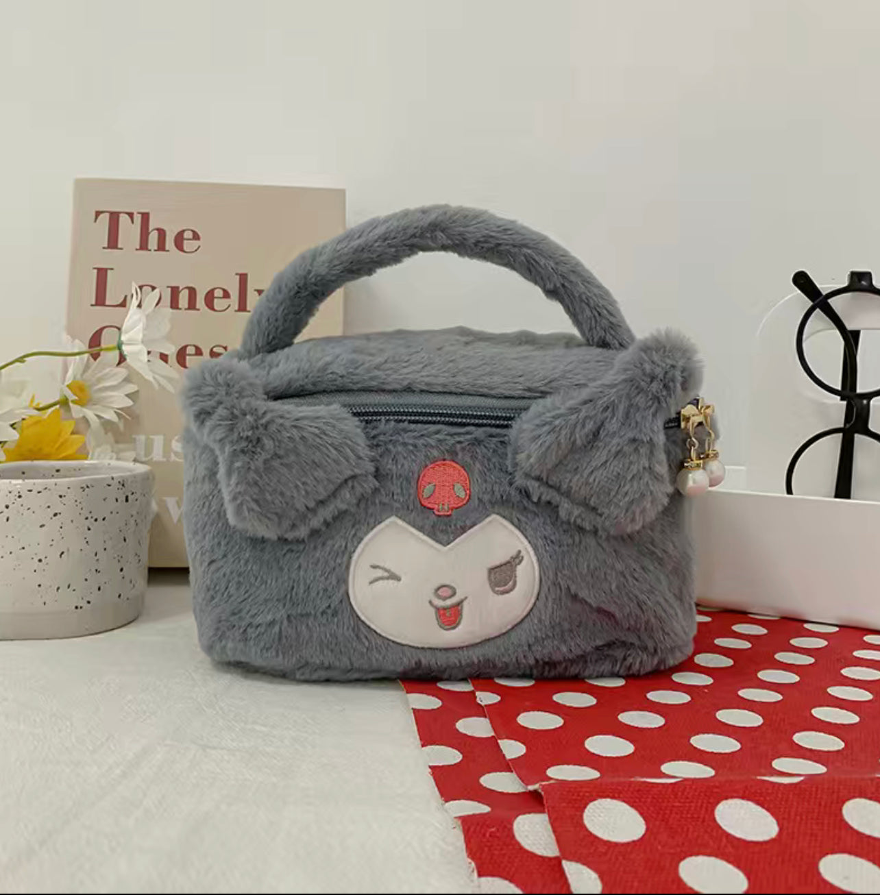 Kuromi Grey Plush Bag