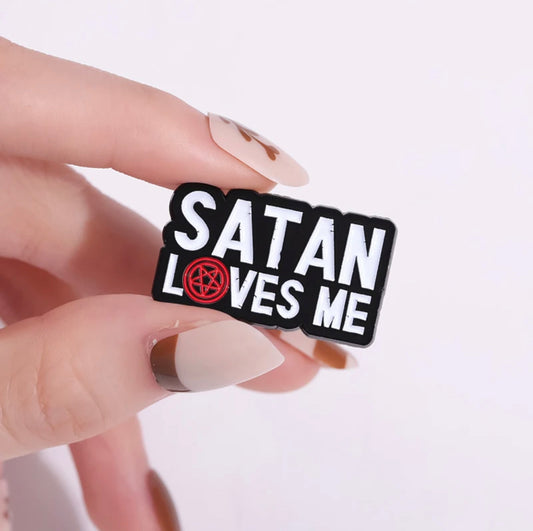 Satan Loves Me Pin Badge