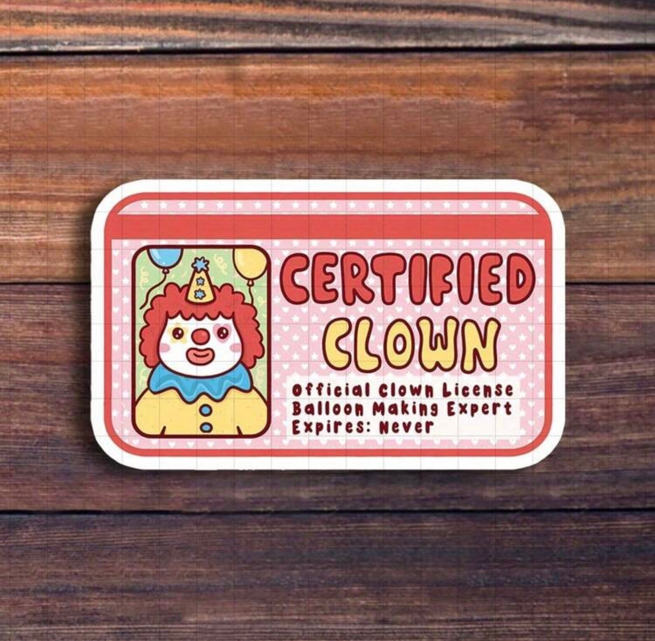 Clown Certified Licence Sticker