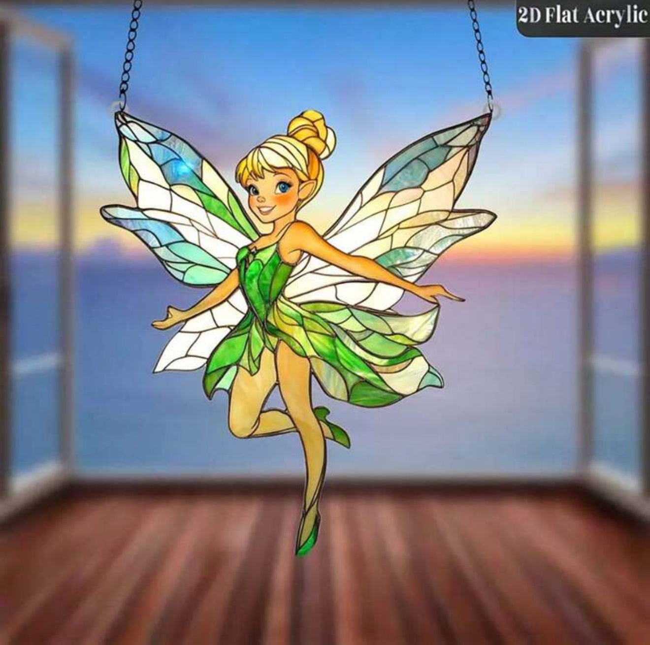 Tinkerbell Stained Glass Style Acrylic Sun Catcher