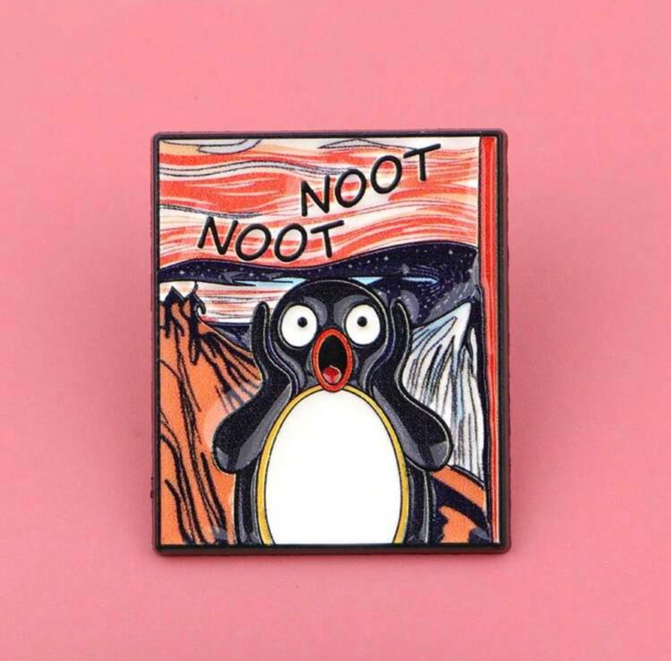 Pingu x Edvard Munch’s ‘The Scream’ Artist Parody Pin Badge