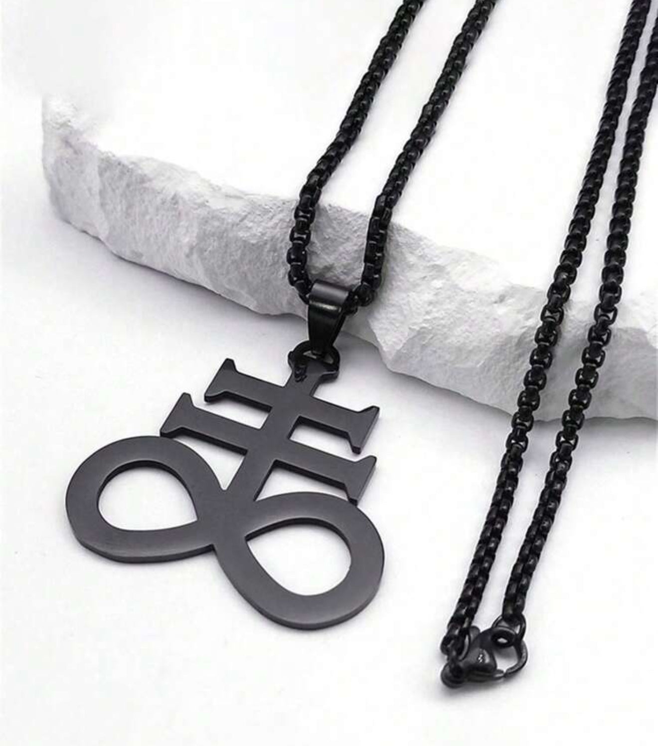 Leviathan Cross Black Stainless Steel Chain