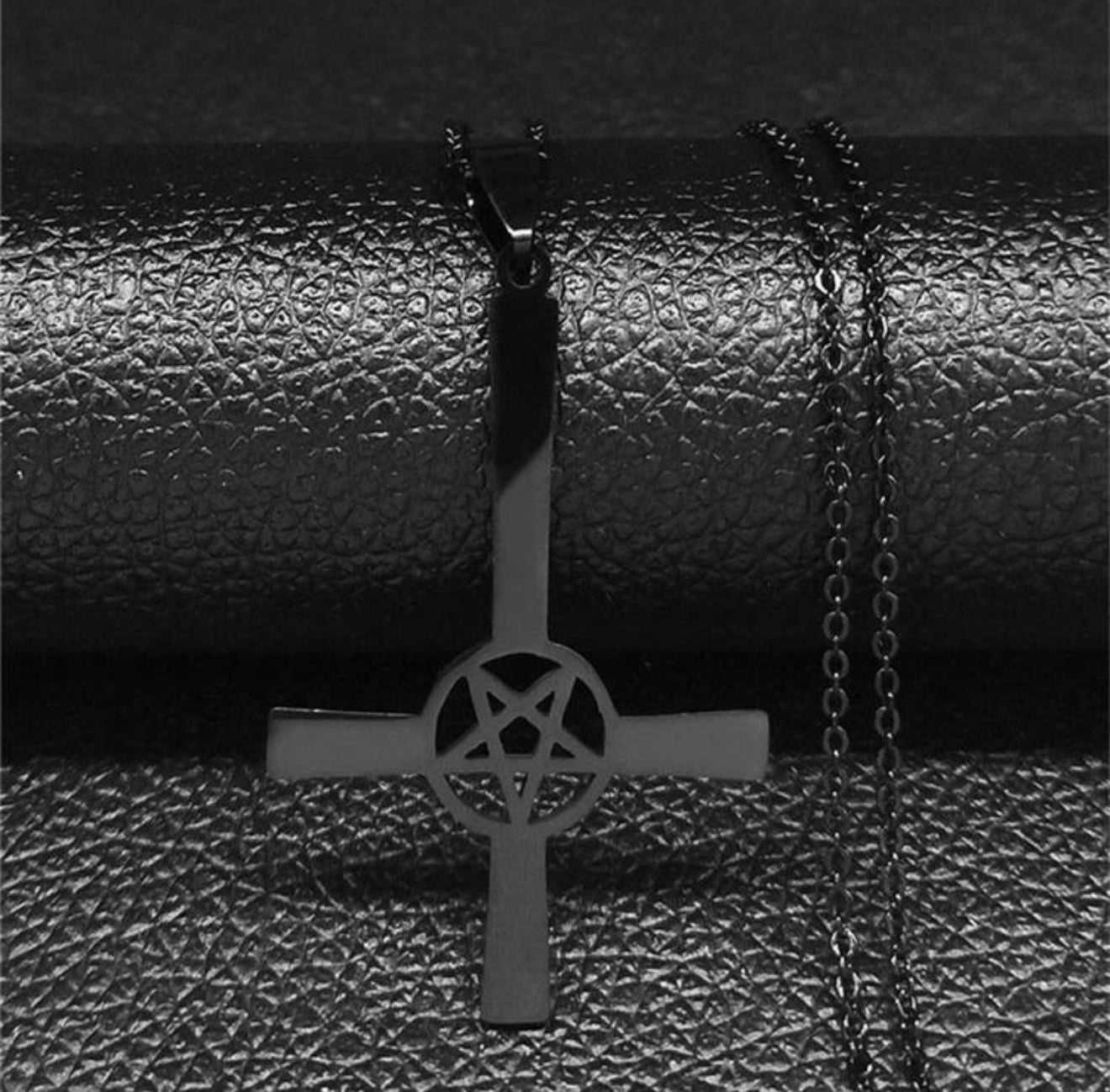 Inverted Cross with Pentagram Chain