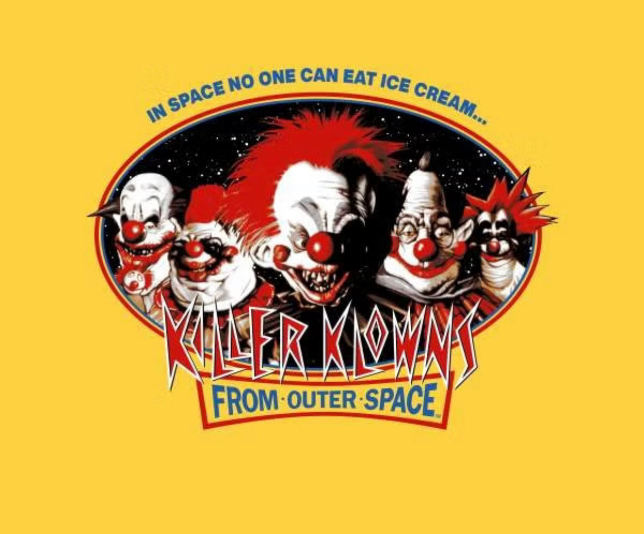Killer Klowns from Outer Space: In Space No One Can Eat Ice Cream Yellow T-Shirt