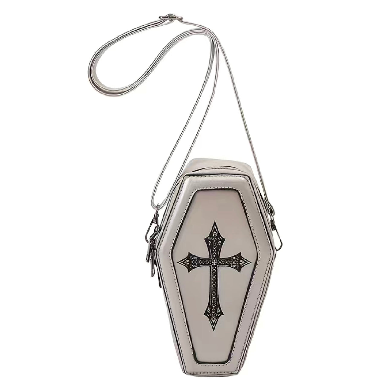 Silver Gothic Coffin Bag