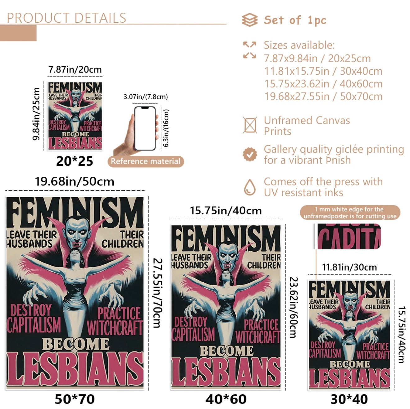 Feminism Become Lesbians Canvas Print