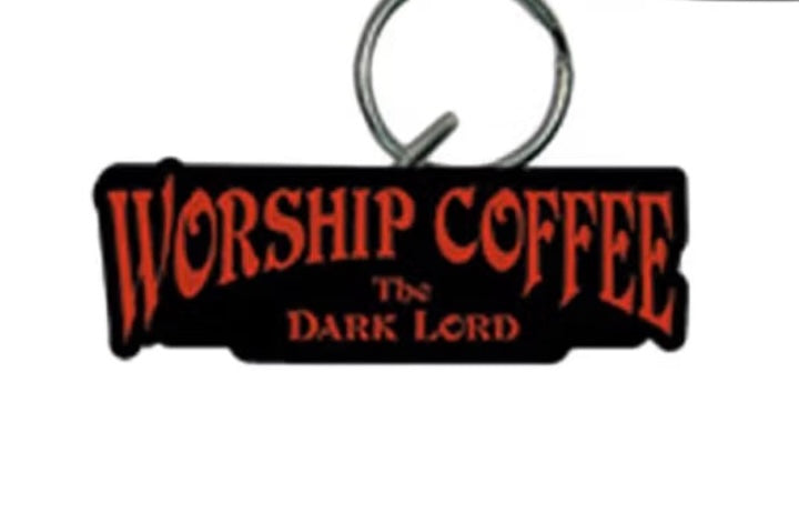 Coffee Worship: The Dark Lord Keychain by Steven Rhodes