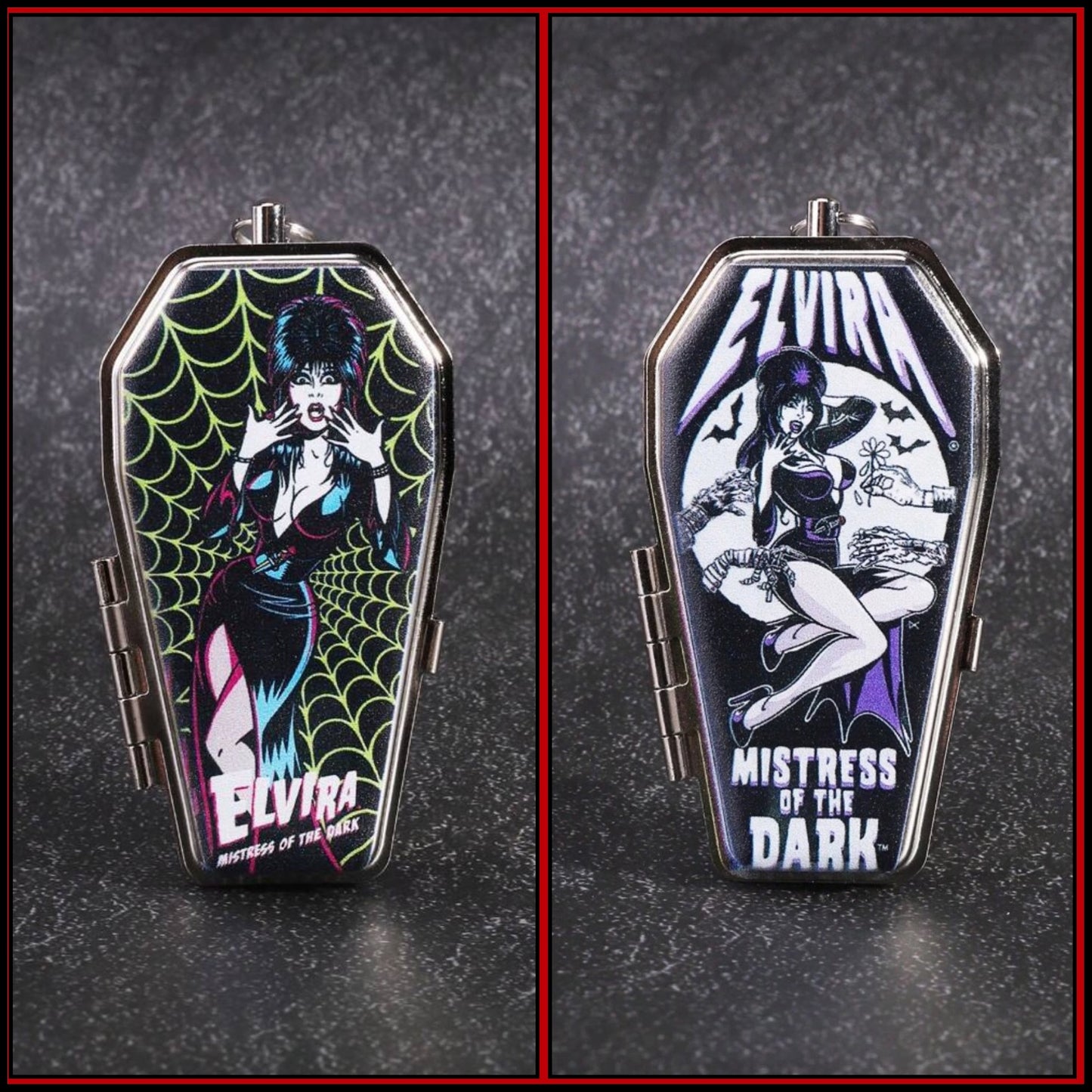 Elvira Metal Casket Keychain