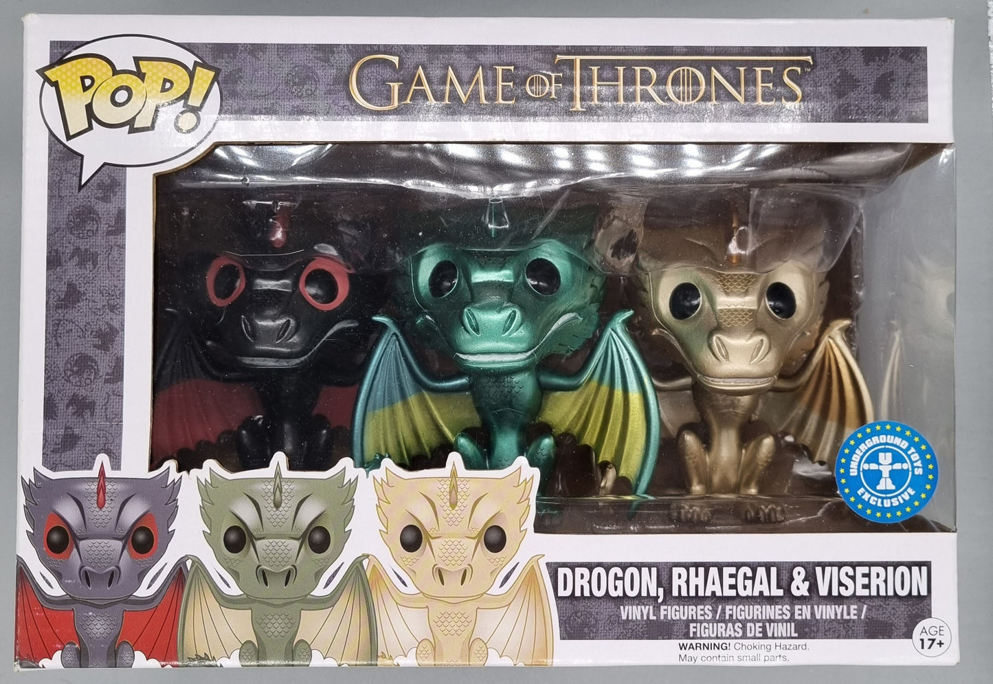 Game of Thrones Drogon, Rhaegal & Viserion Metallic Funko Pop! Vinyl Figure