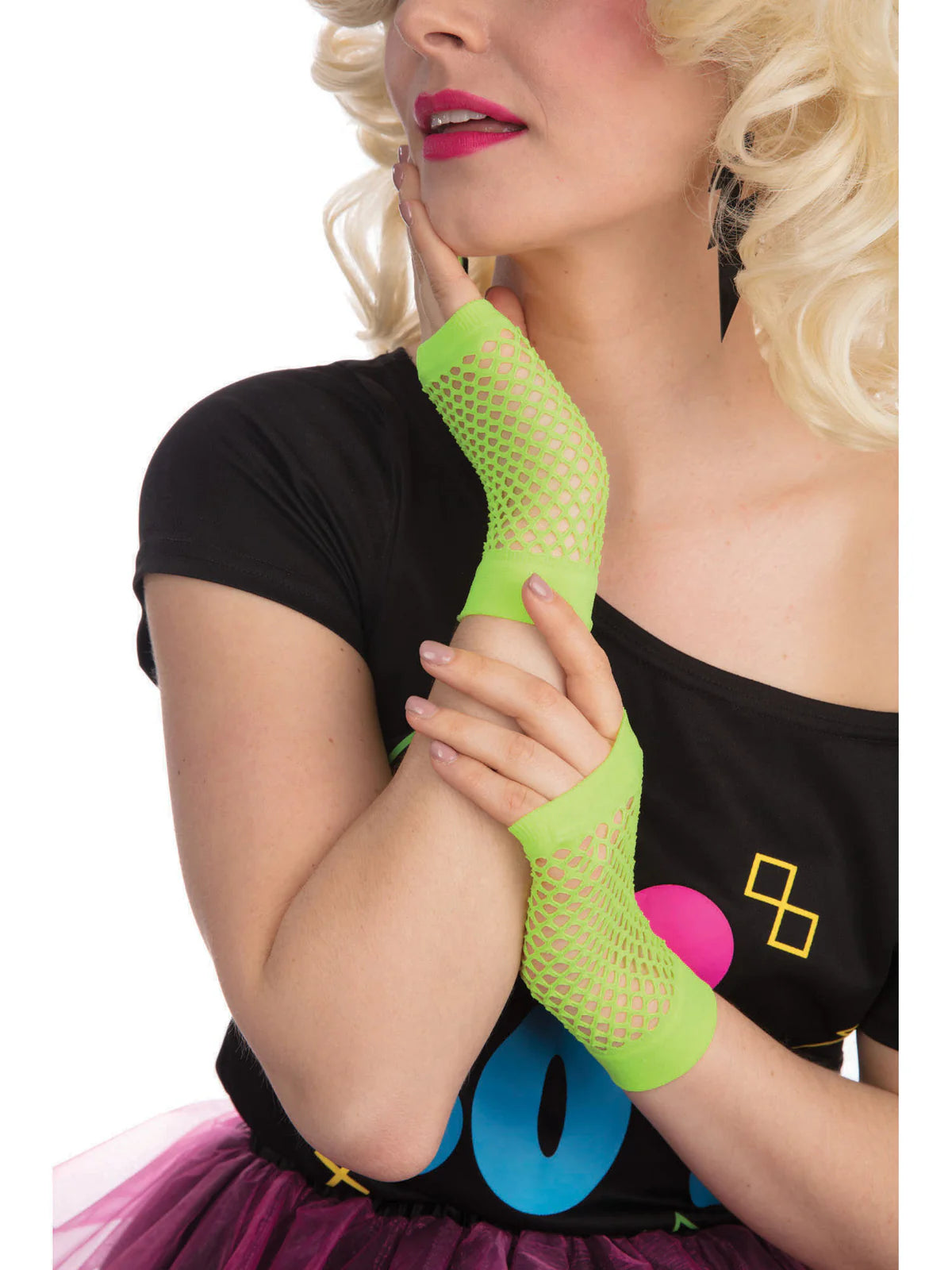 Fishnet Gloves Short Neon Green
