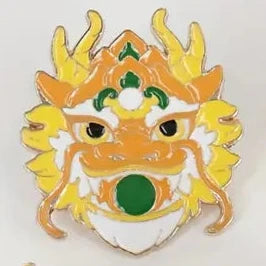 Chinese Dragon Gold & Yellow Pin Badge