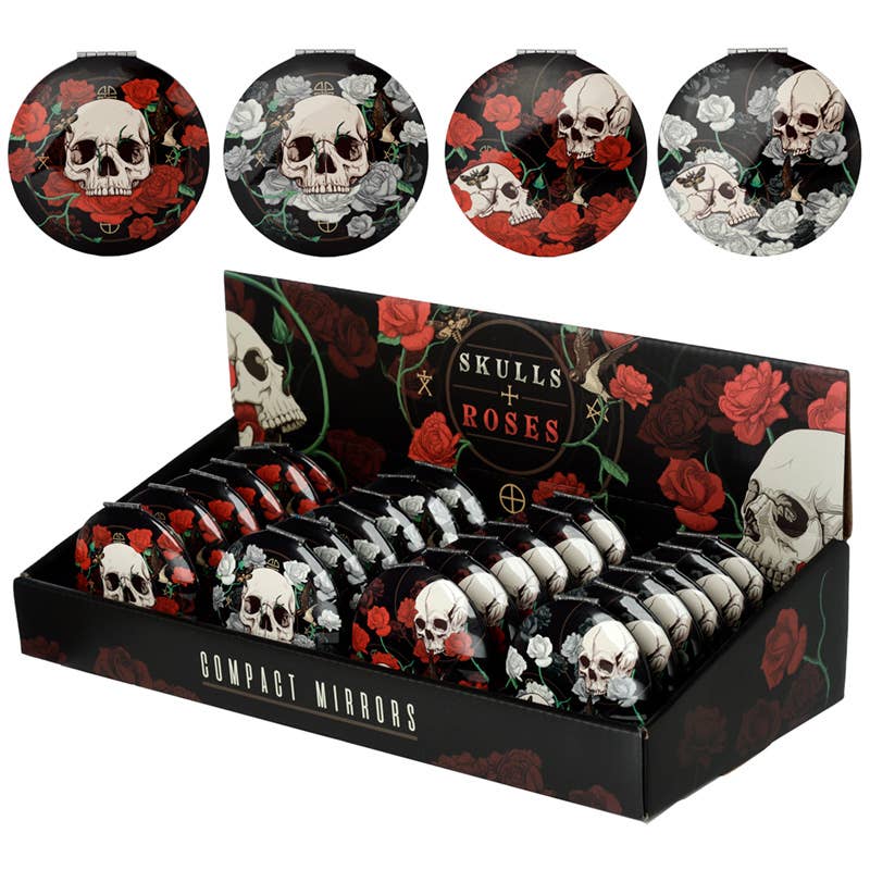 Skulls and Roses Compact Mirror