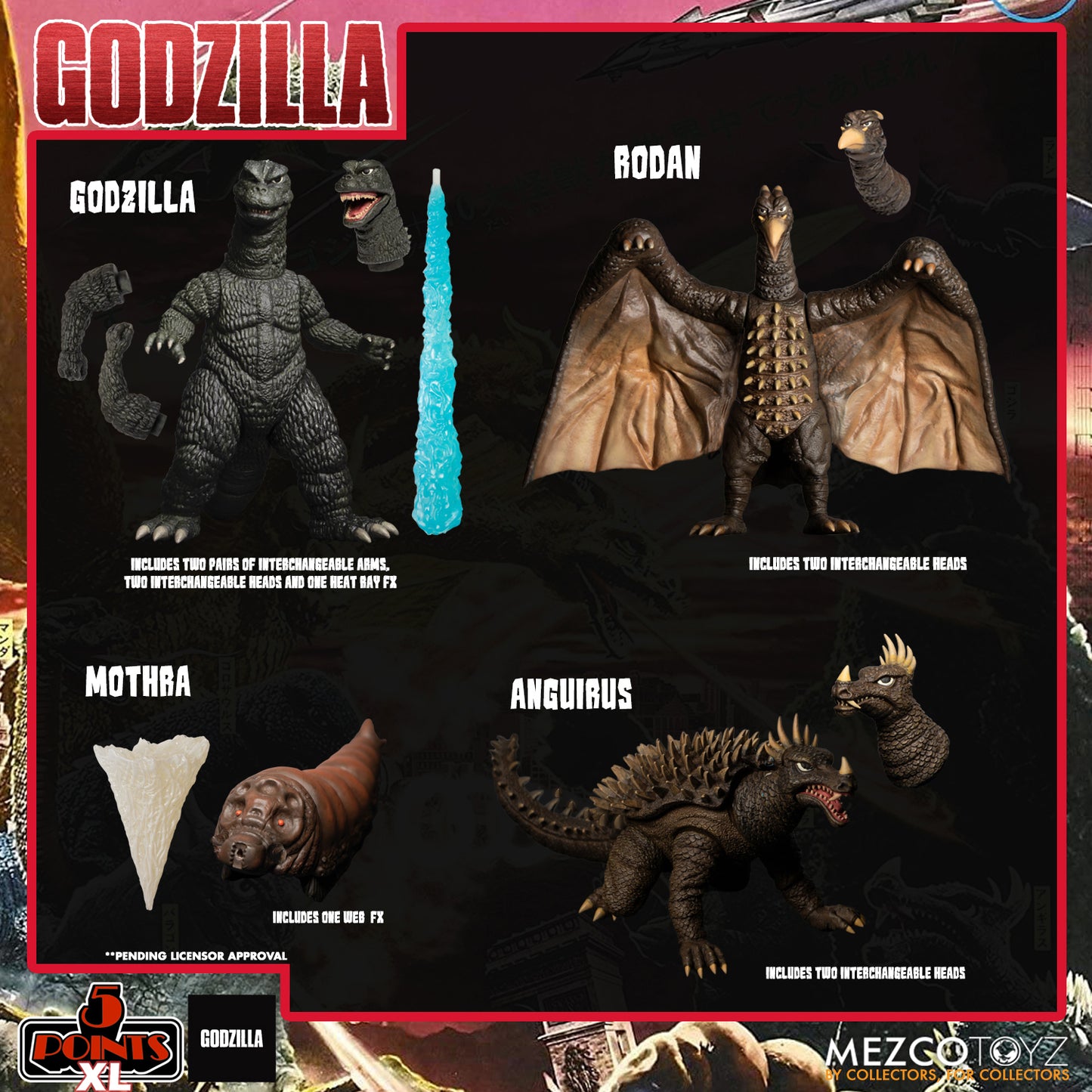 Godzilla Destroy All Monsters Round One 5 Points XL Boxed Figure Set
