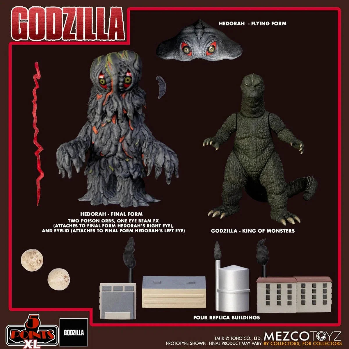 Godzilla vs Hedorah 5 Points XL Boxed Figure Set
