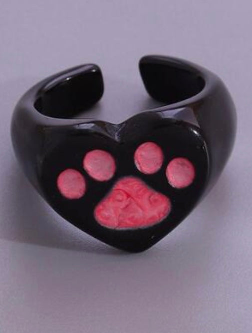 Love Heart Paw Print Ring