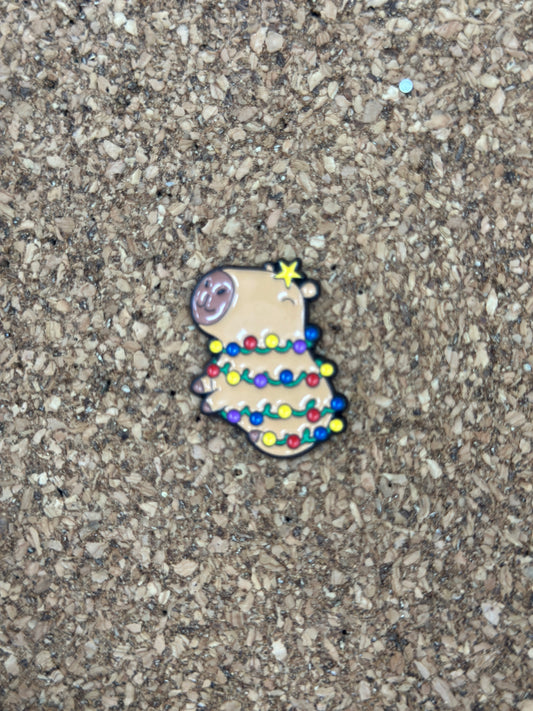 Capybara Christmas Lights Pin Badge