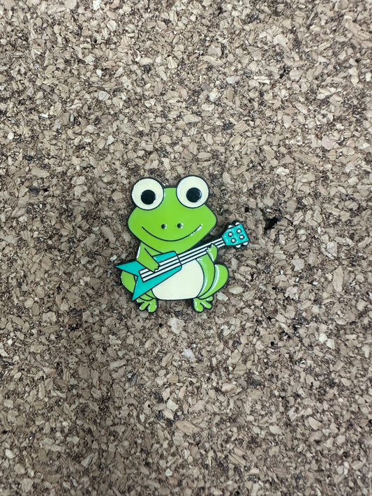 Frog With Guitar Pin Badge