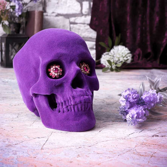 Jewelled Gaze Purple Flocked Decorative Skull