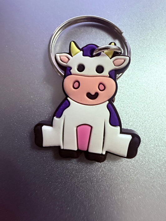 Cattle Sitting PVC Keychain