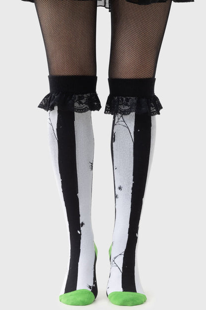 Beetlejuice: Distressed Stripe Knee High Socks