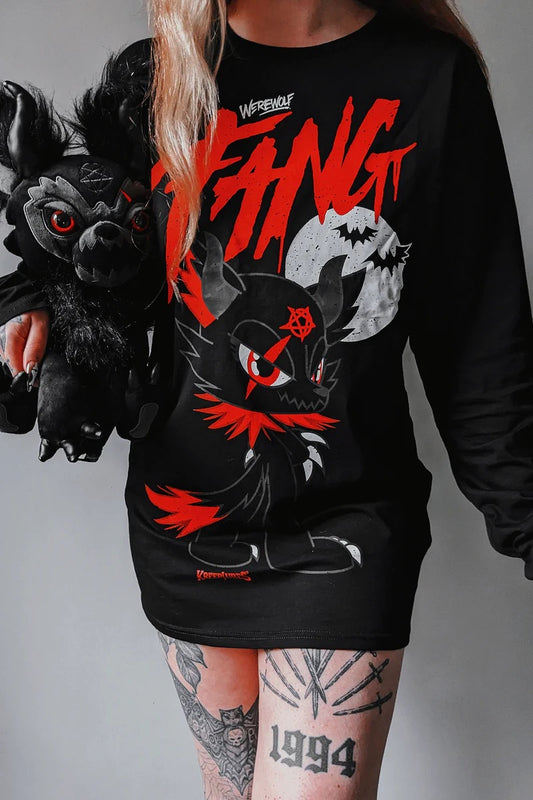 Werewolf: Fang Kreeptures Long Sleeve Top (Unisex) by Killstar