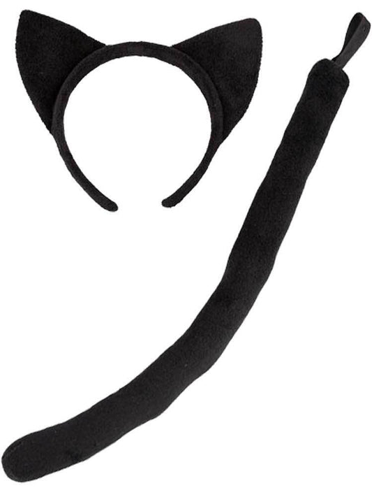 Halloween Black Cat Headband and Tail Dress Up Set