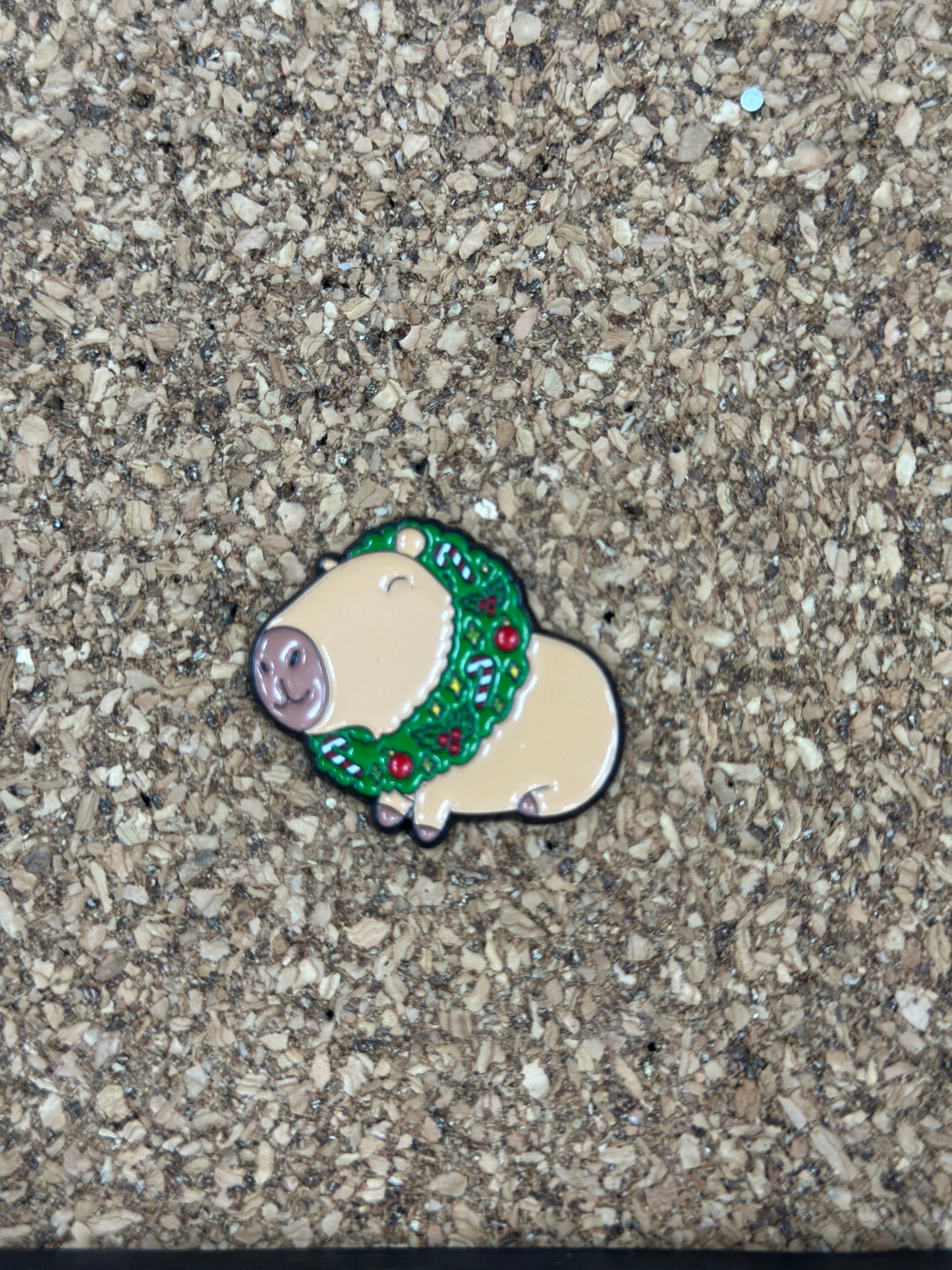 Capybara Wreath Pin Badge