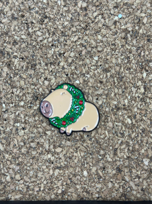 Capybara Wreath Pin Badge