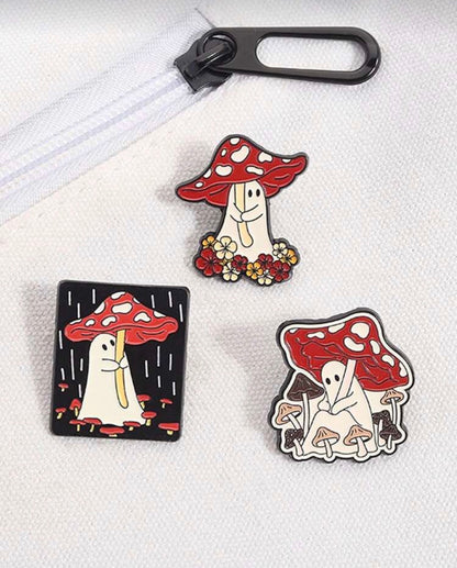 Mushroom Ghost Pin Badge